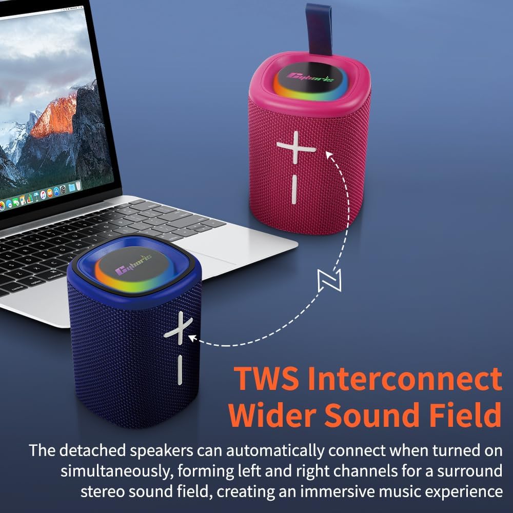 Portable waterproof Bluetooth speaker, front view