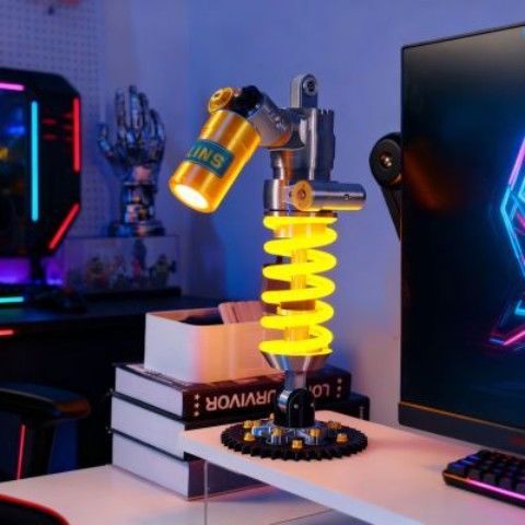 Shock absorber desk lamp, industrial coilover ambient light, product photo 9