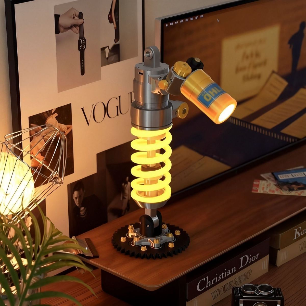 Shock absorber desk lamp, industrial coilover ambient light, product photo 17