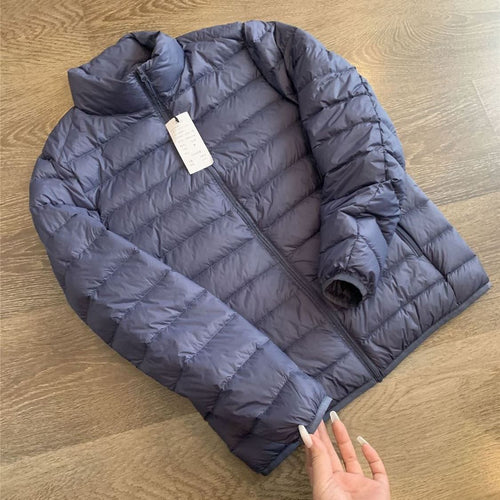 Clearance quilted puffer coat, lightweight down cotton jacket for men, side view