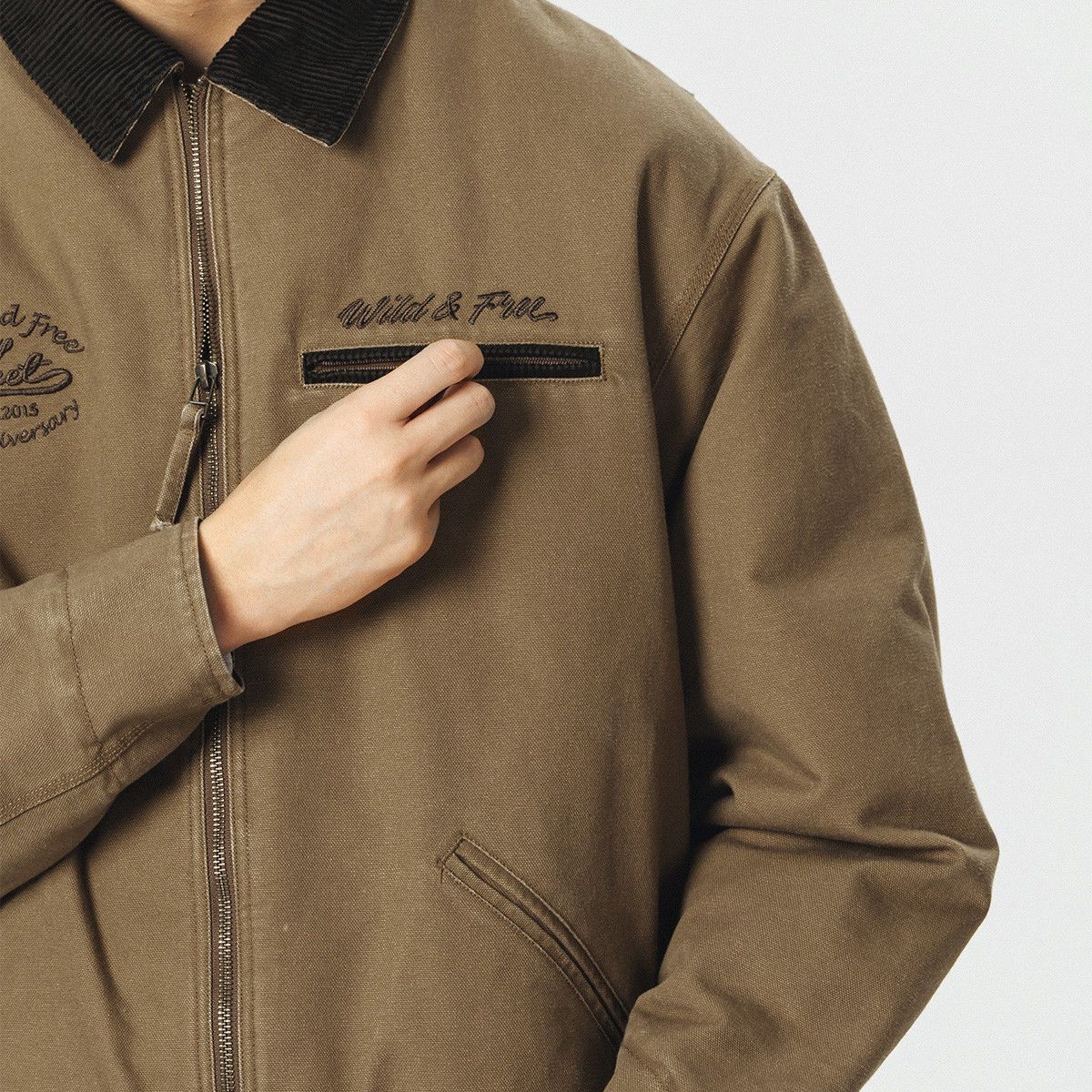 Retro quilted winter coat flat lay