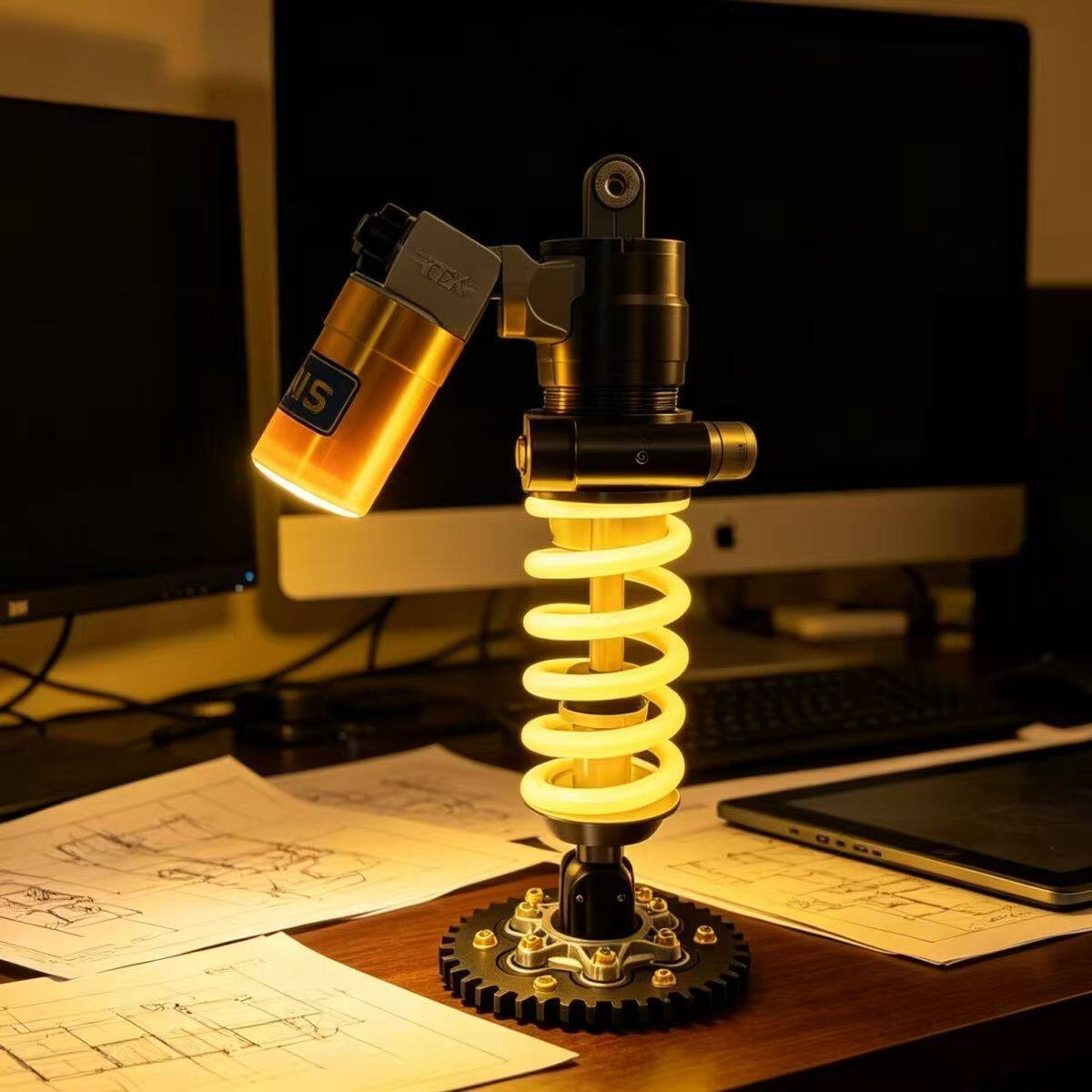 Shock absorber desk lamp, industrial coilover ambient light, product photo 14