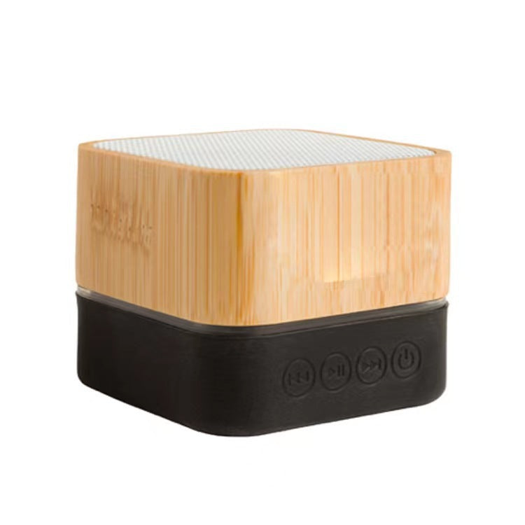 Mini bamboo Bluetooth speaker size in hand