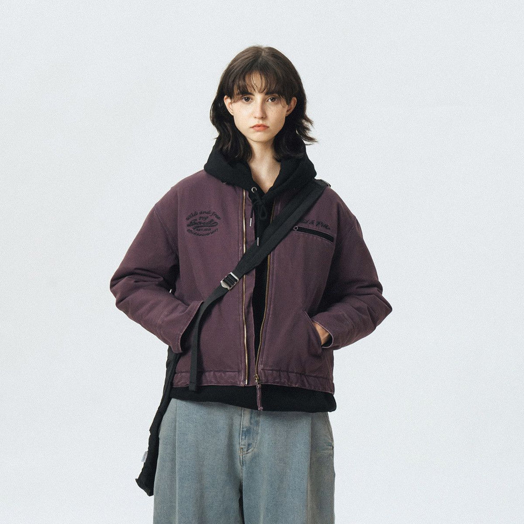 Unisex retro padded winter coat with corduroy collar