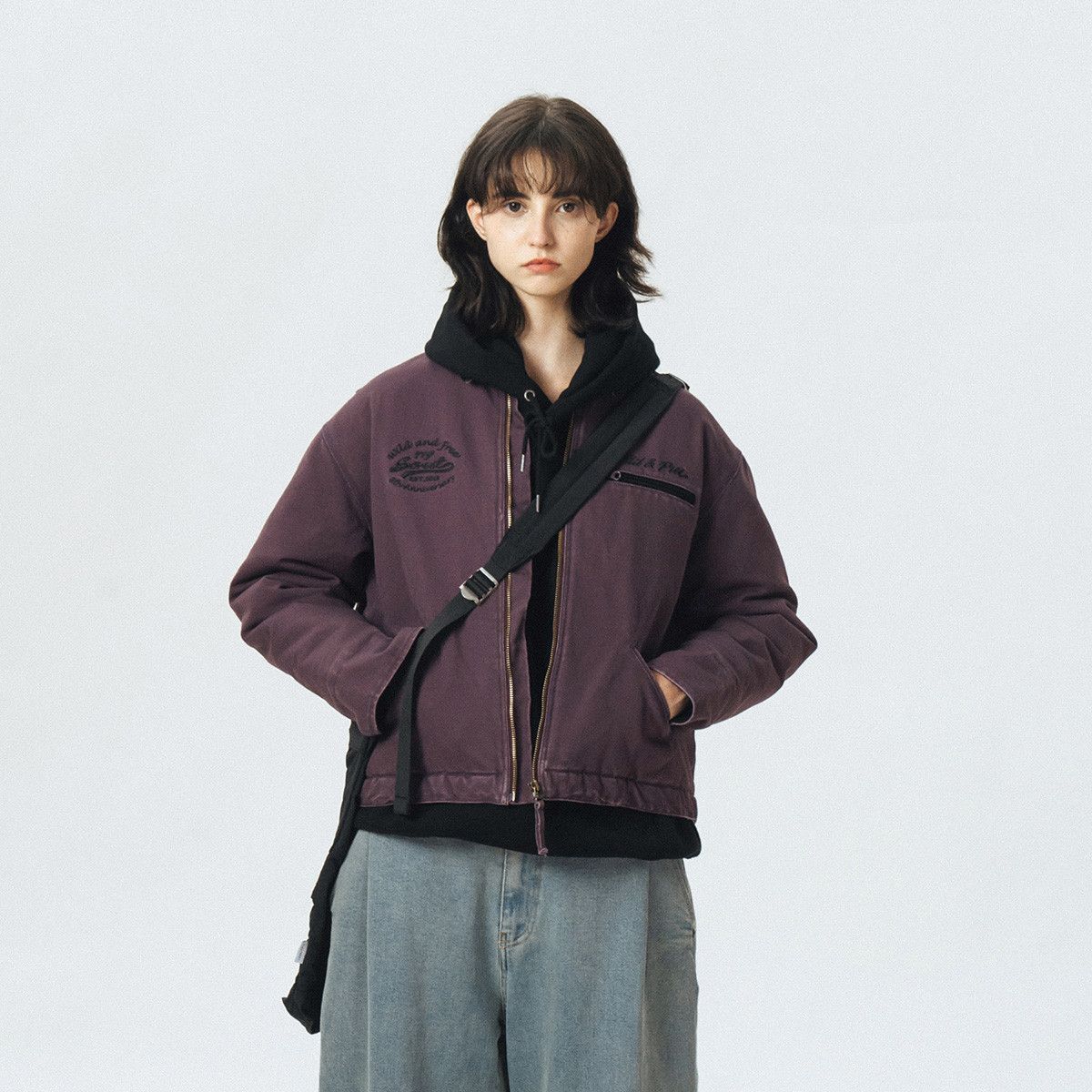 Unisex retro padded winter coat with corduroy collar