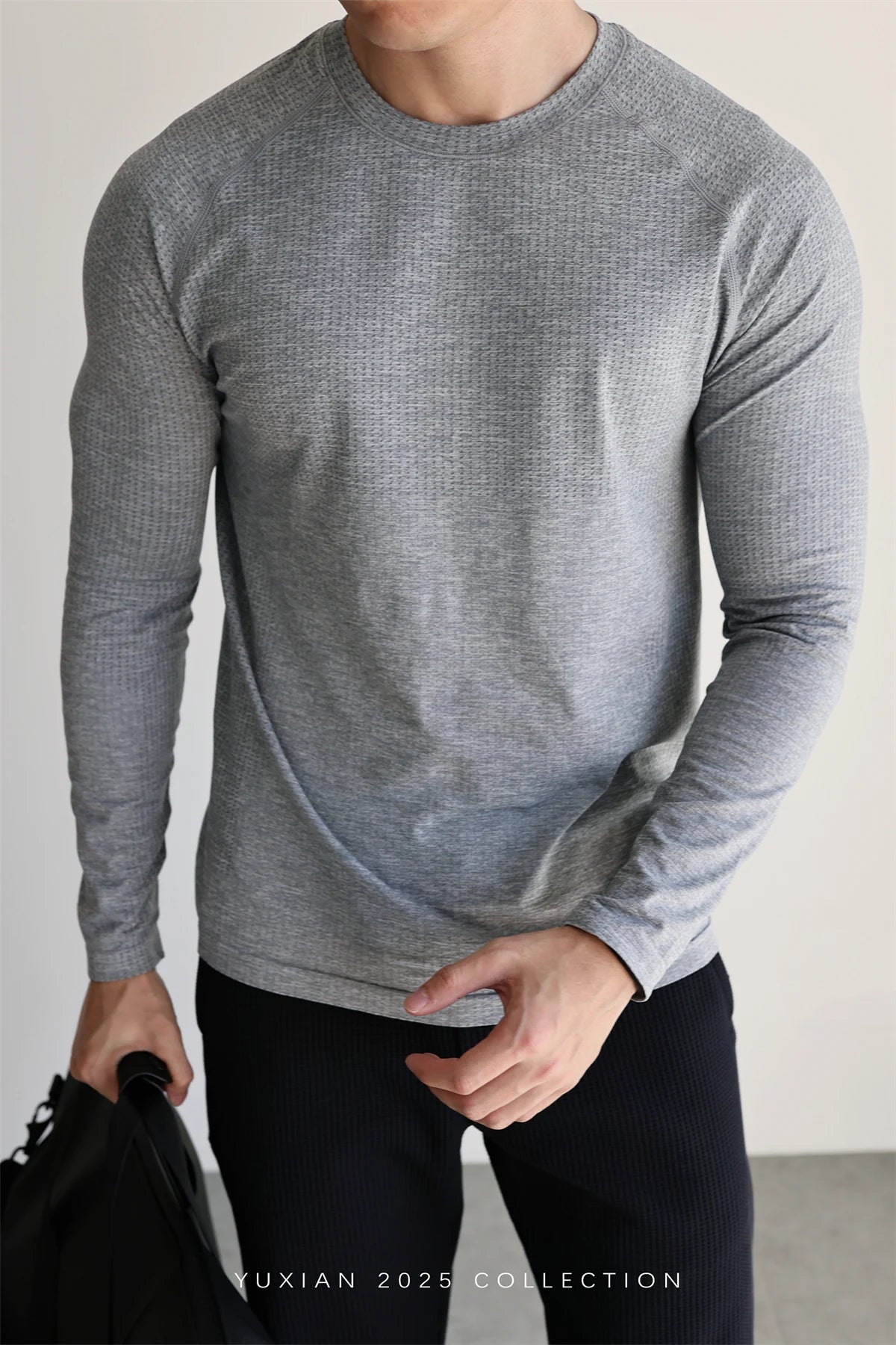 Men's Jacquard Mesh Long Sleeve Tee
