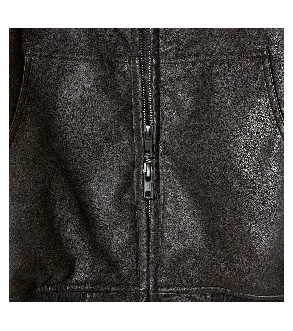 Partimento quilted leather jacket with handmade knit collar, product photo 16
