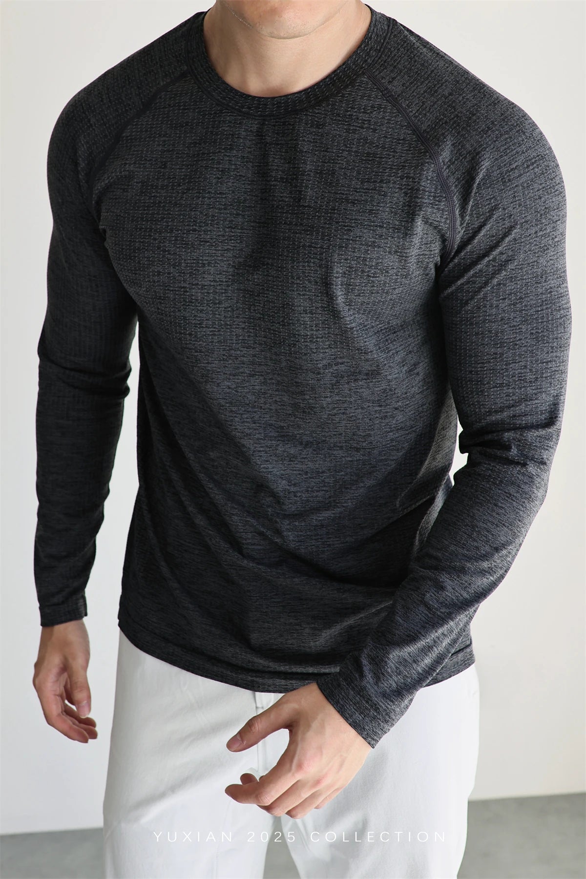 Men's Jacquard Mesh Long Sleeve Tee