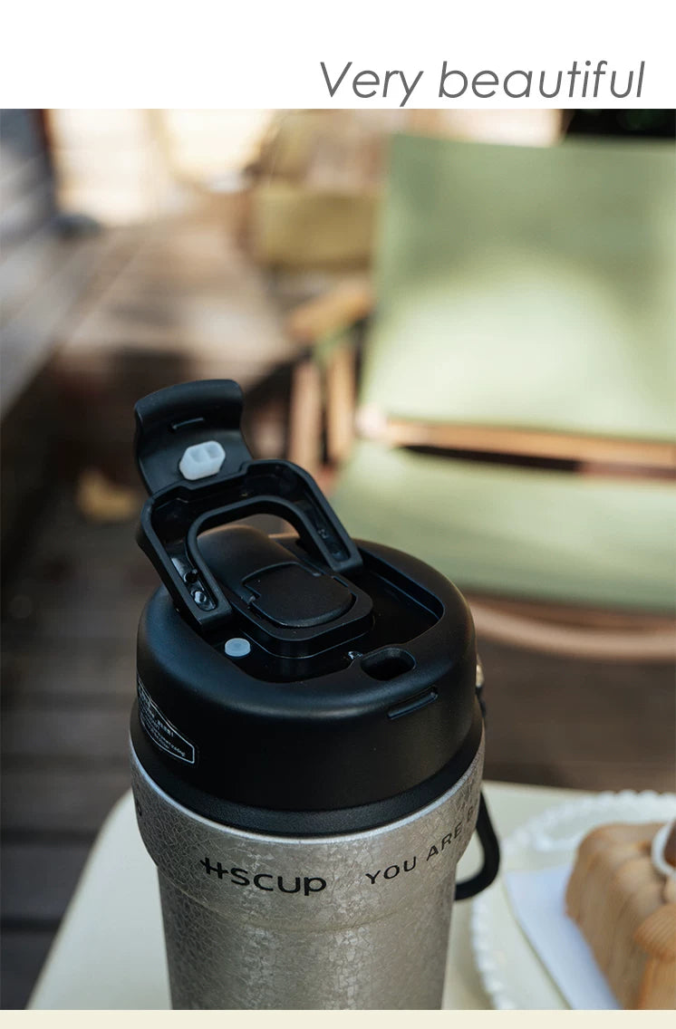 Wookoo cat tumbler, 304 stainless steel coffee cup with carry lanyard, product photo 7