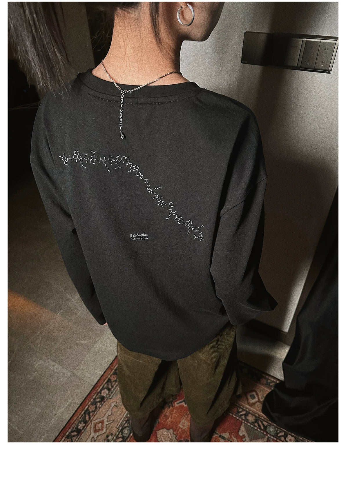 PII β-Endorphin Long-Termism Philosophy Black T-Shirt, 300GSM Heavyweight American Vintage Crew Neck Short Sleeve Tee, Retro Thought-Provoking Casual Top for Men Women Streetwear Minimalist Daily Wear
