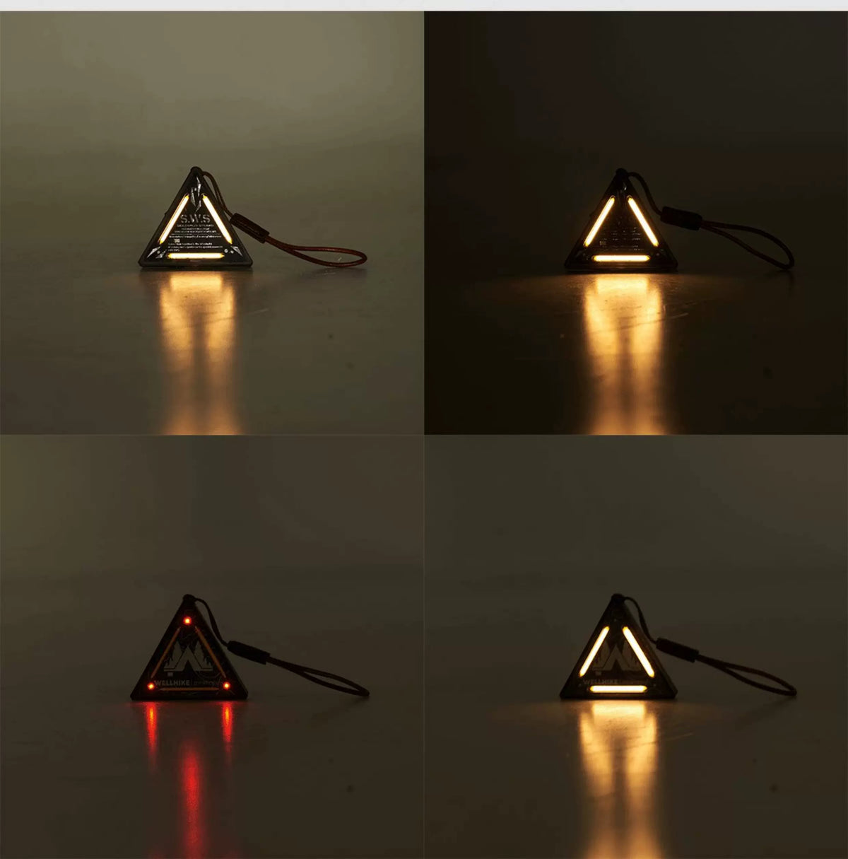 Wellhike tactical triangle light, hanging camping marker lamp, close-up view