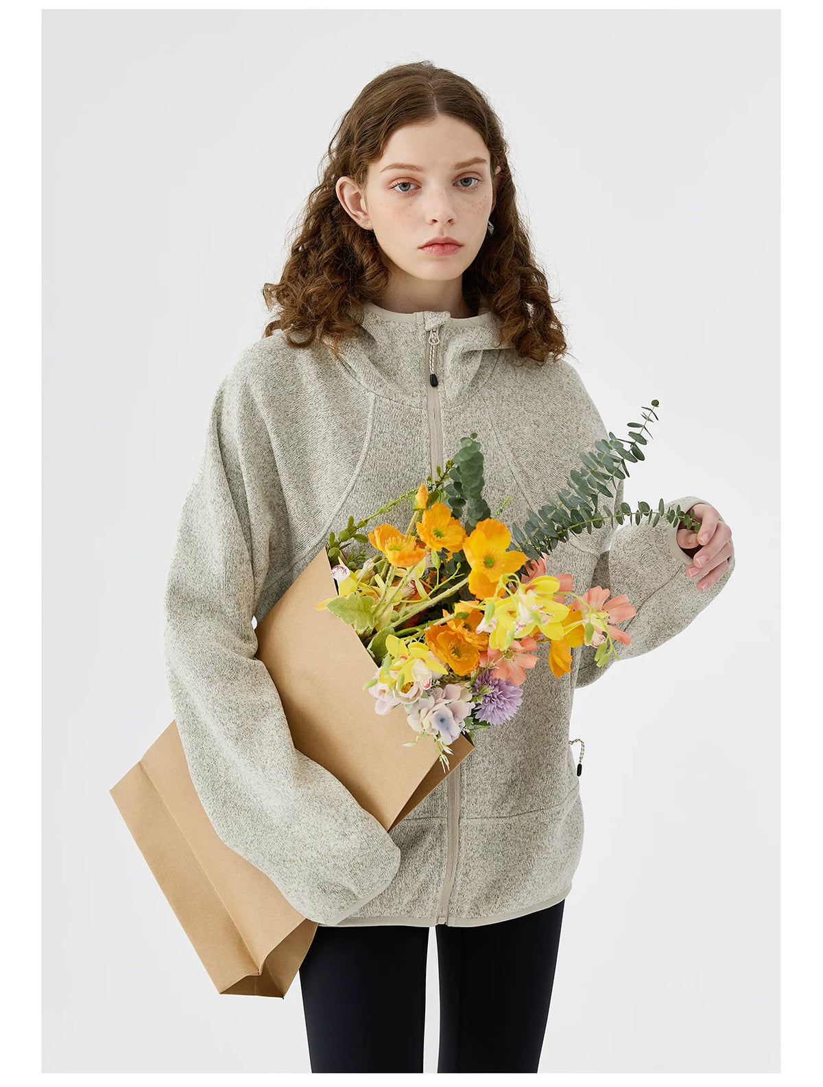 Melange Knit Fleece Hoodie