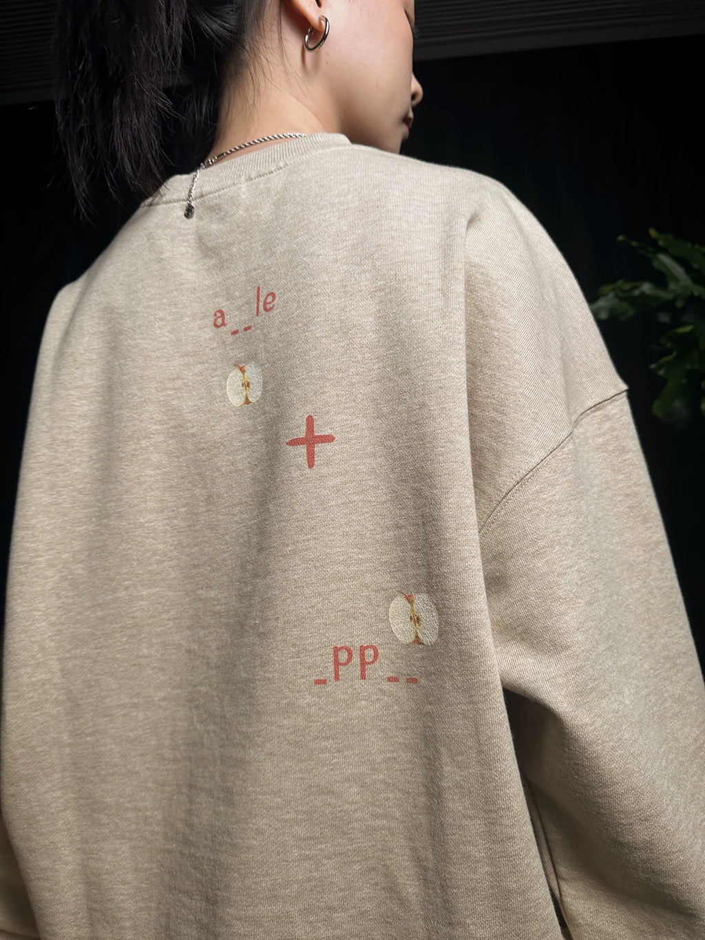 Pixel apple embroidered hoodie, back view