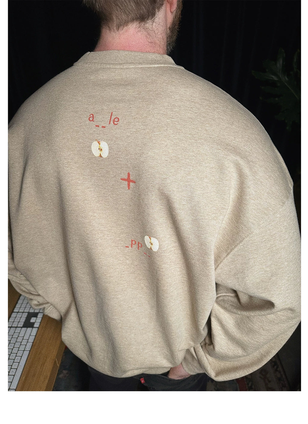Pixel apple embroidered hoodie, back view