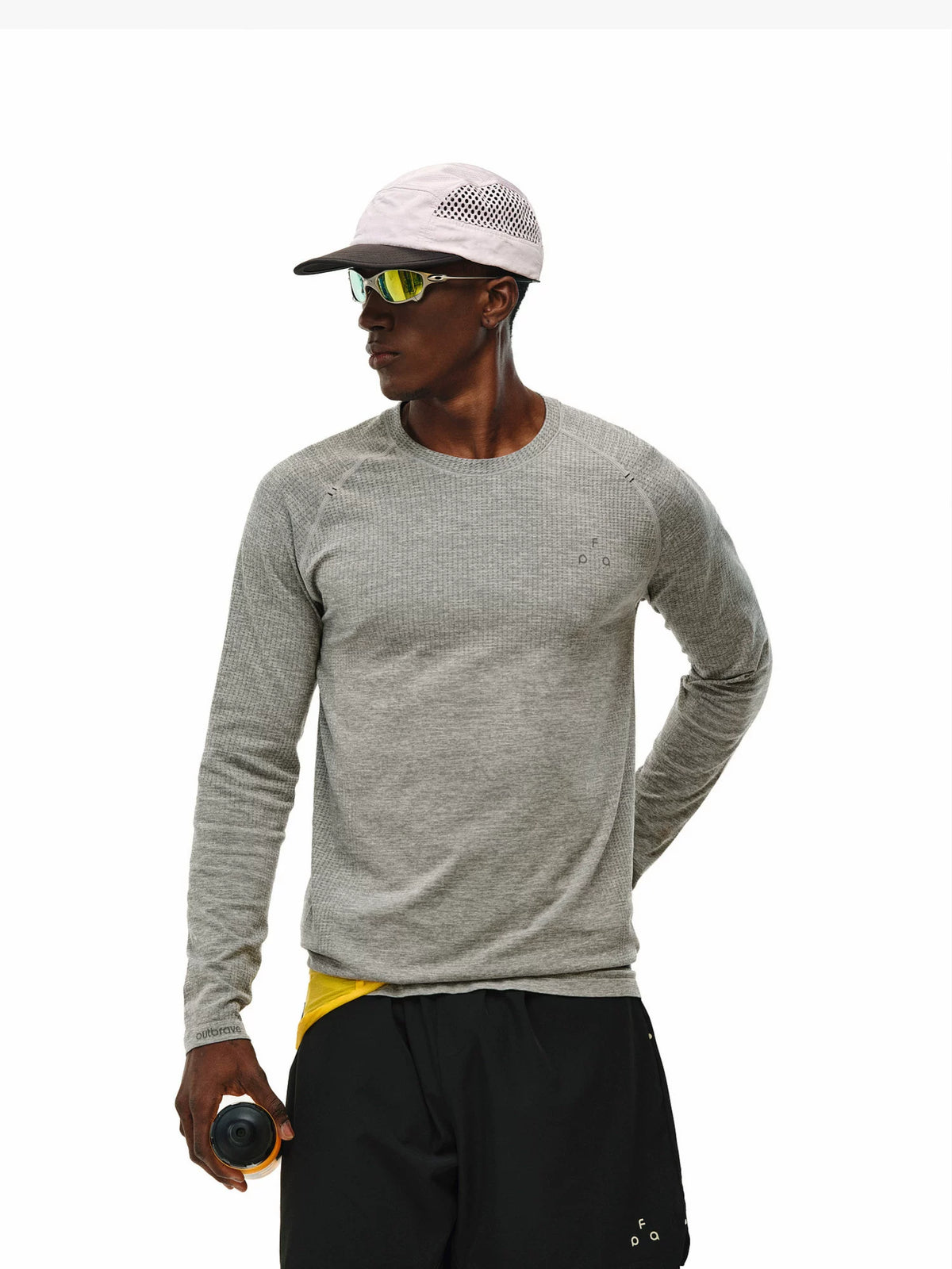 Men's seamless long sleeve athletic tee, back view