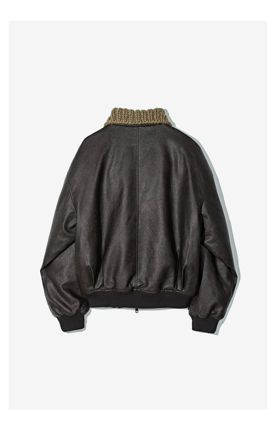 Partimento quilted leather jacket with handmade knit collar, product photo 12