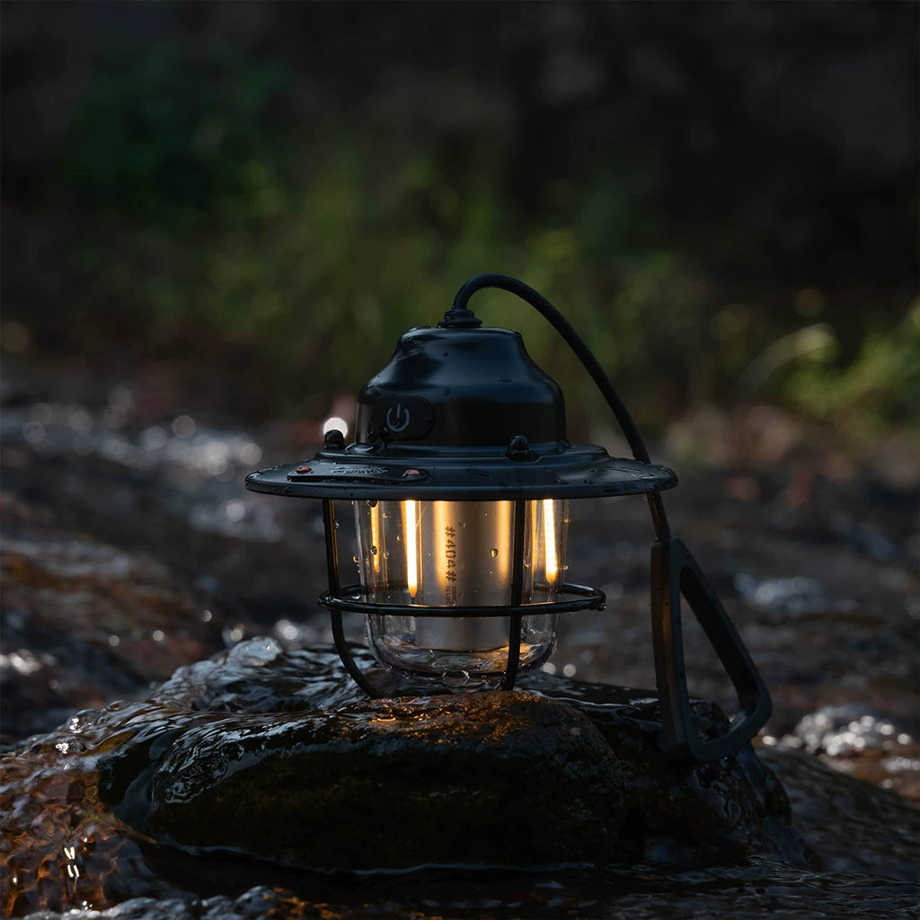 Wellhike mini pinecone camping lantern, rechargeable camp light, back view