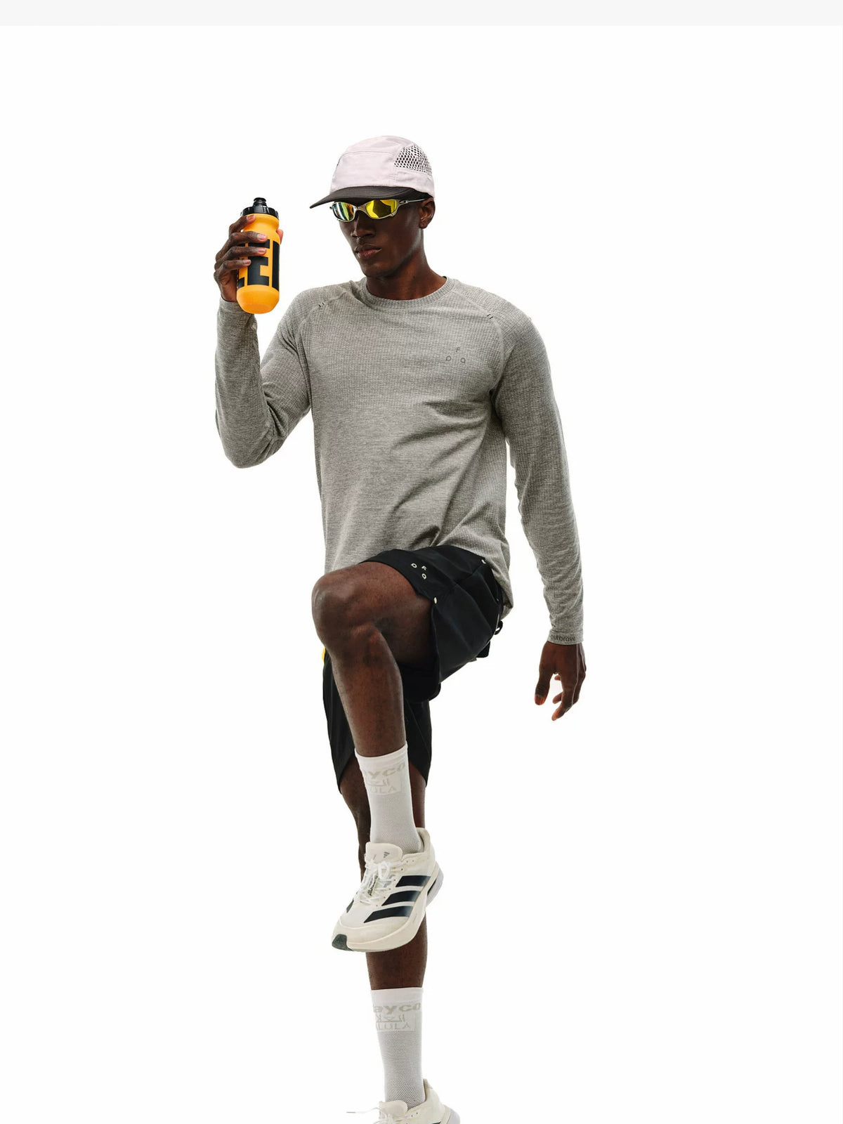 Men's seamless long sleeve athletic tee, full product view