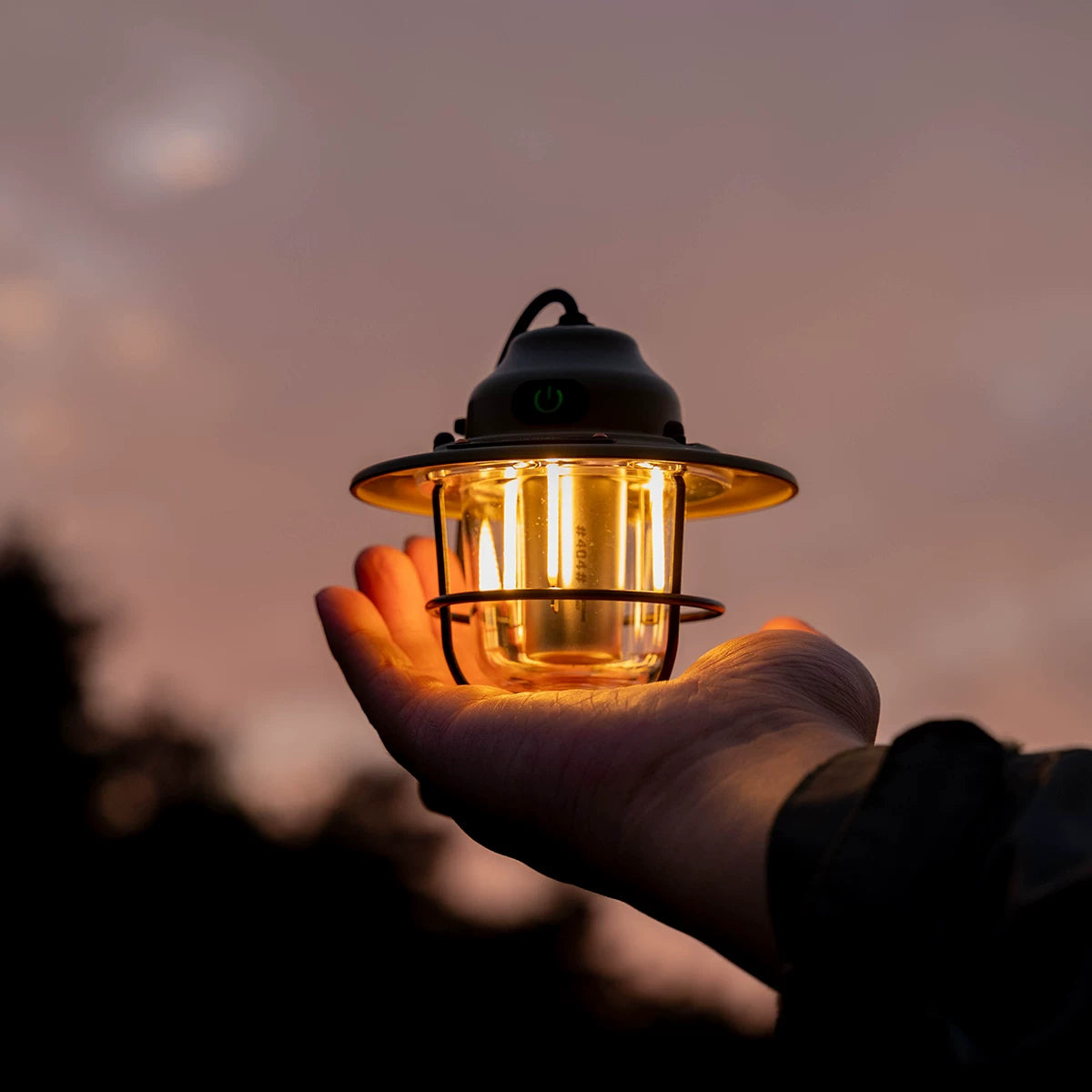Wellhike mini pinecone camping lantern, rechargeable camp light, detail view
