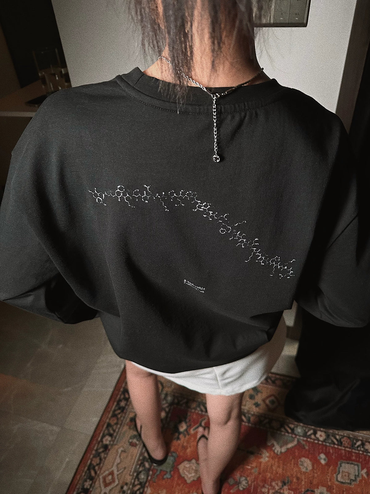 PII β-Endorphin Long-Termism Philosophy Black T-Shirt, 300GSM Heavyweight American Vintage Crew Neck Short Sleeve Tee, Retro Thought-Provoking Casual Top for Men Women Streetwear Minimalist Daily Wear