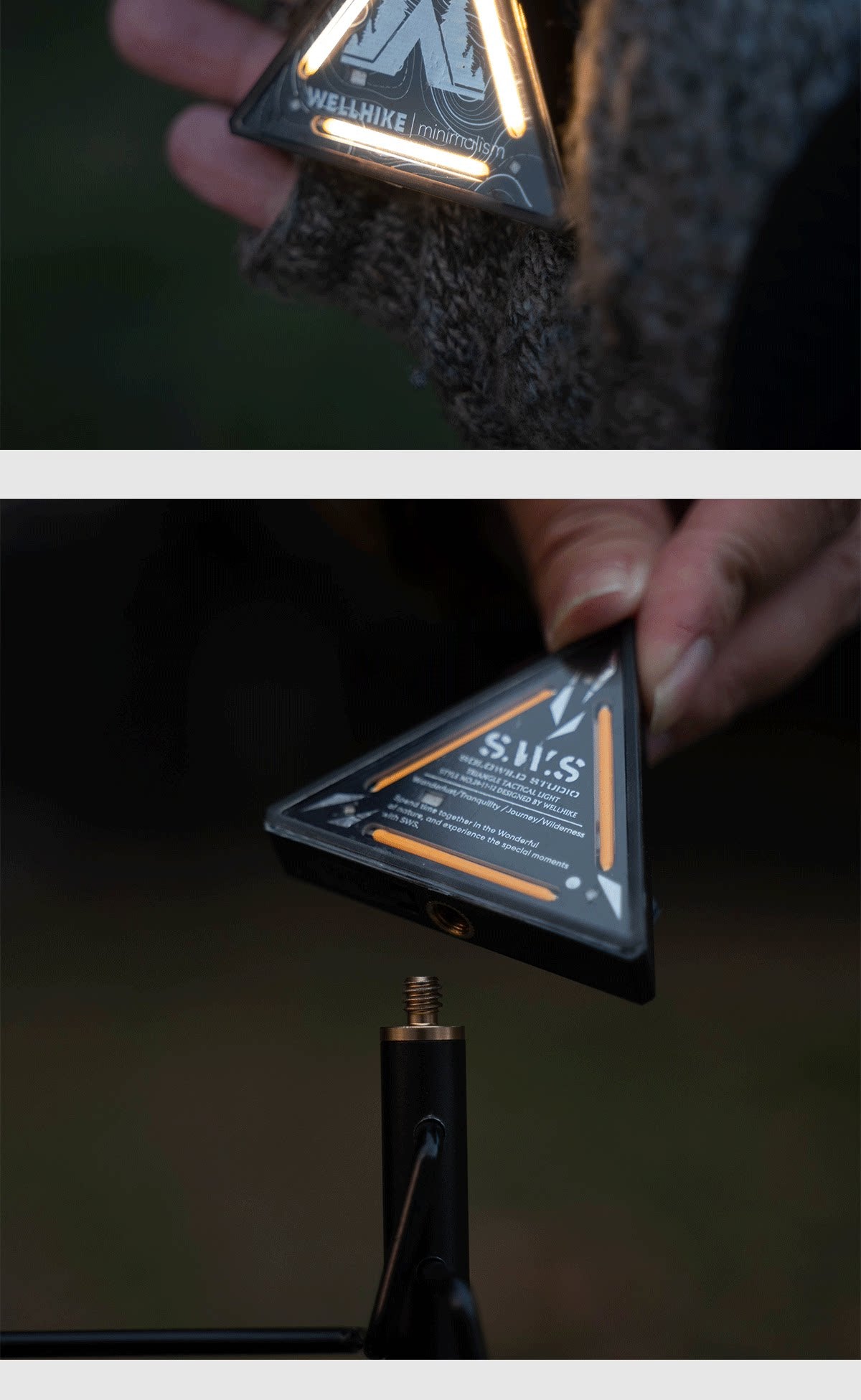 Wellhike tactical triangle light, hanging camping marker lamp, product photo 8