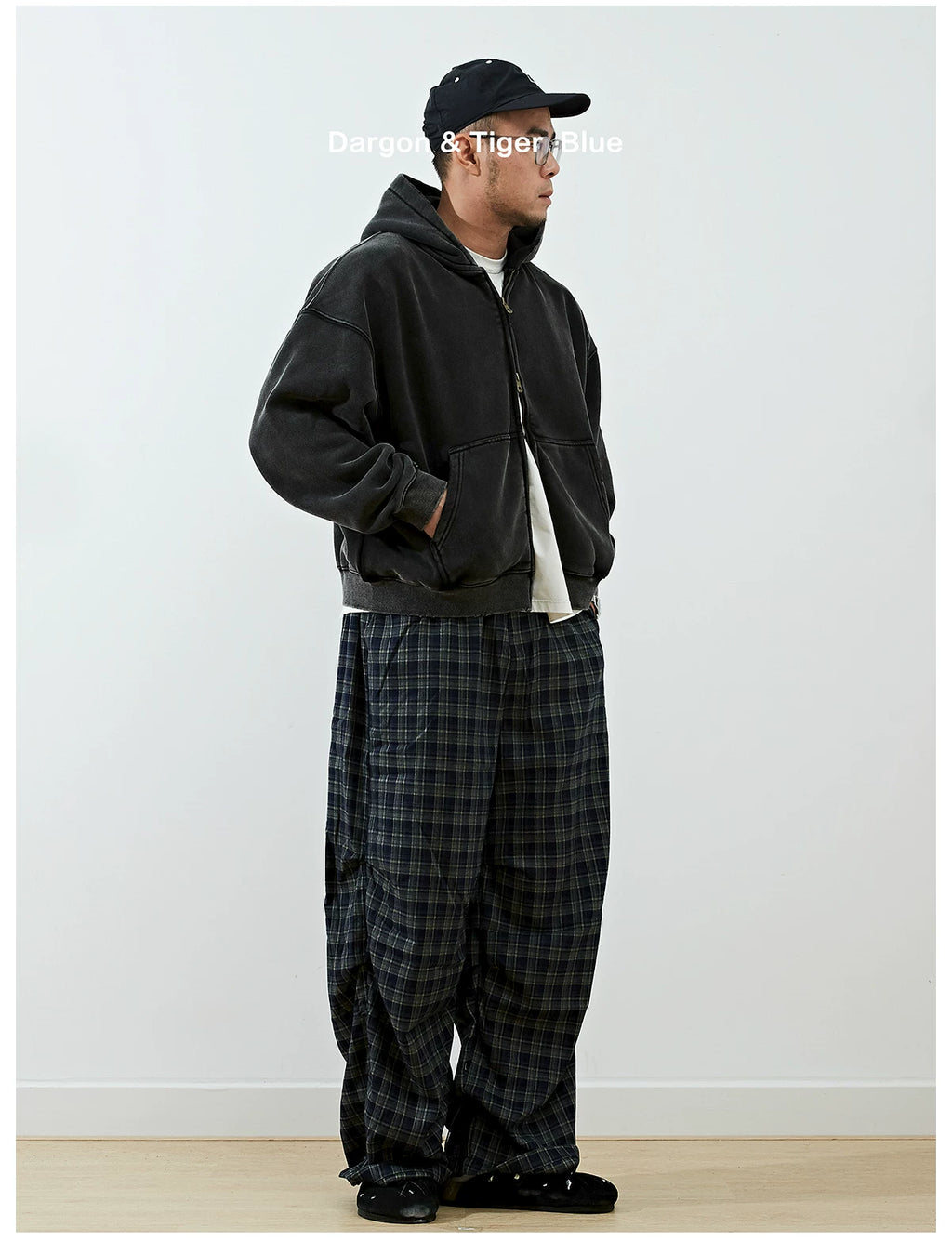Boxy cropped wide fit washed distressed fleece lined hoodie, product photo 10