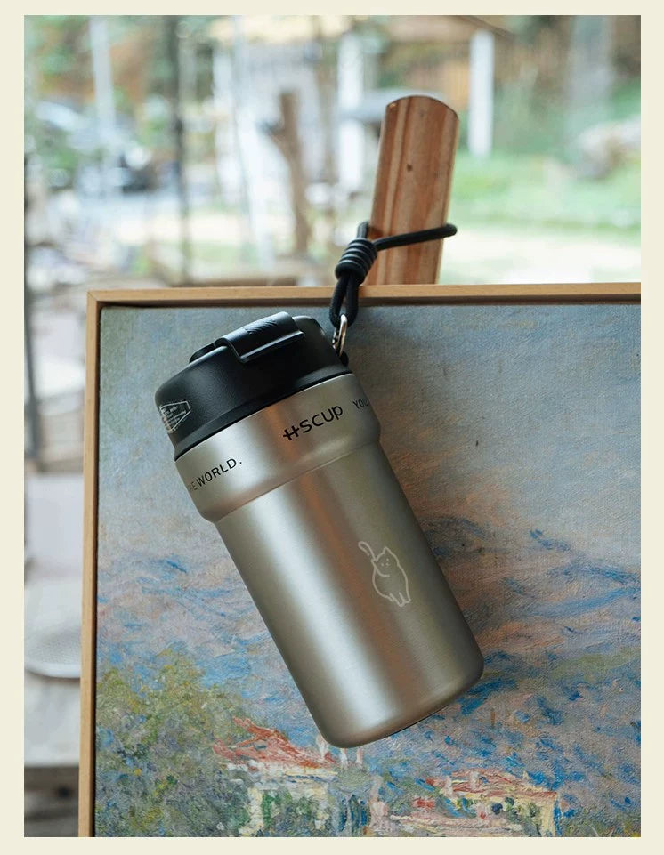 Wookoo cat tumbler, 304 stainless steel coffee cup with carry lanyard, product photo 8
