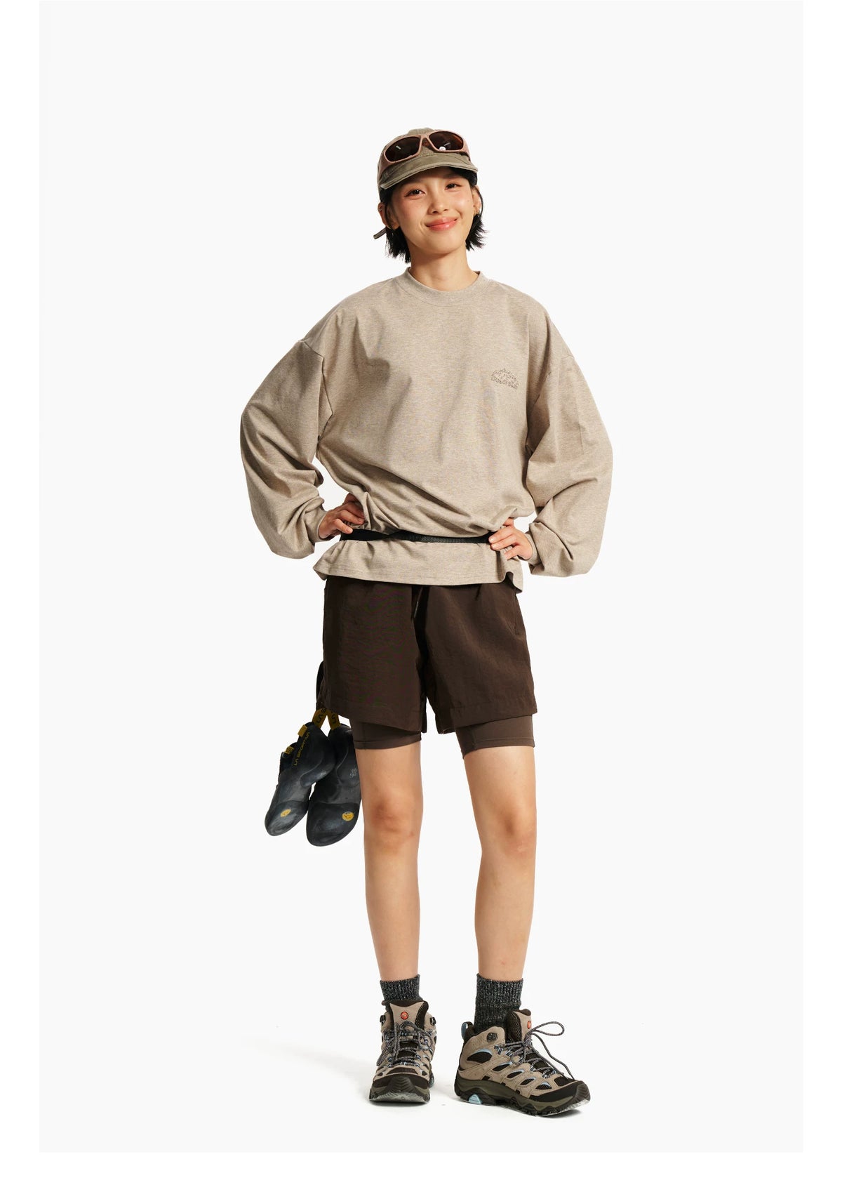 Unisex Gorpcore Long Sleeve T-Shirt, Loose Relaxed Fit Quick Dry Moisture Wicking Outdoor Rock Climbing Hiking Tee, Breathable Casual Mountain Style Athletic Top for Men Women Trekking Camping Daily Wear
