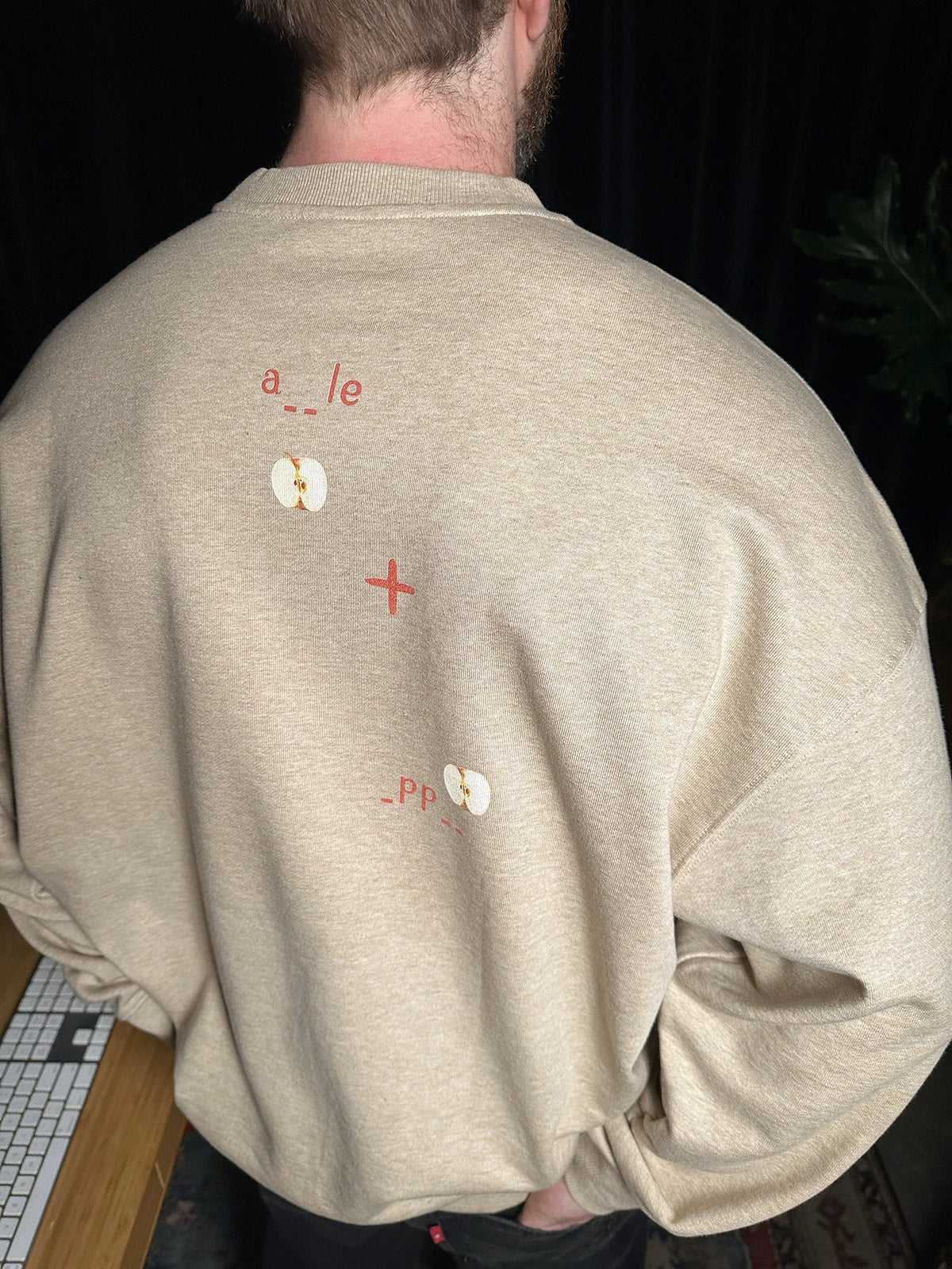 Pixel apple embroidered hoodie, front view