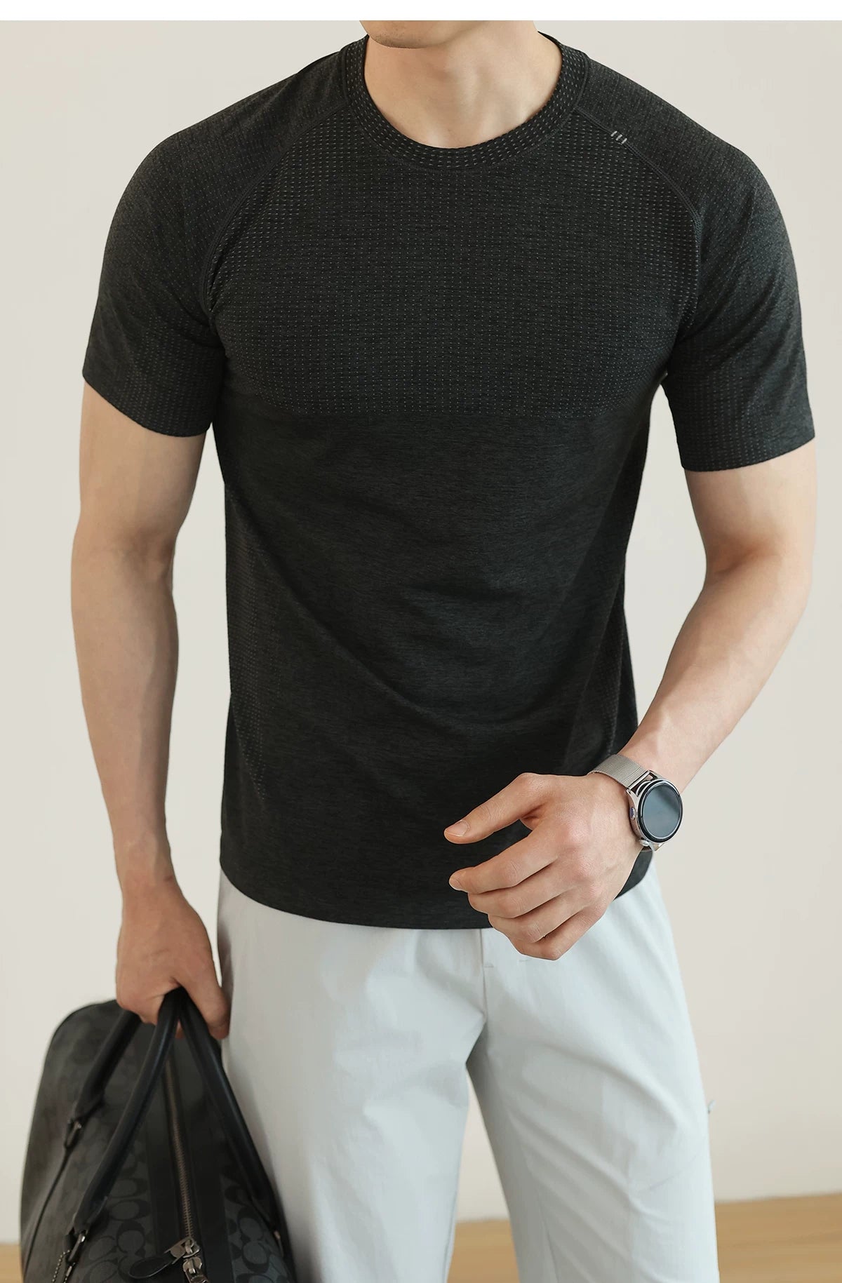 Men's Jacquard Mesh Short Sleeve Tee