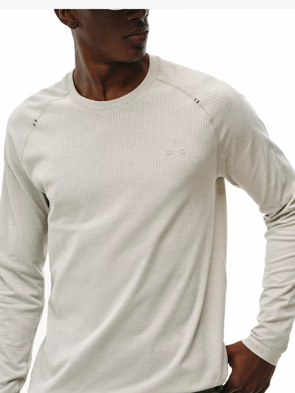 Men's seamless long sleeve athletic tee, side view