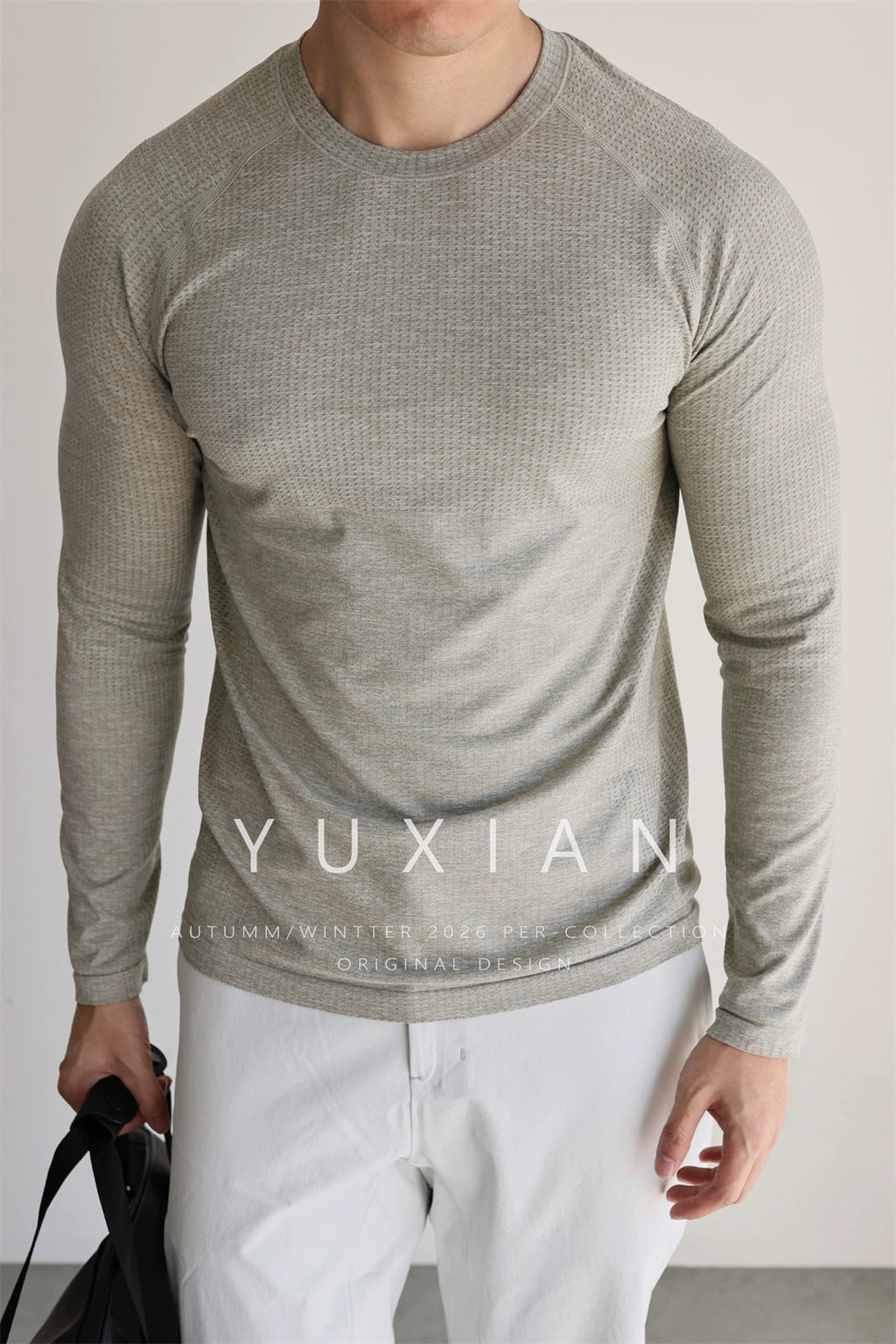Men's Jacquard Mesh Long Sleeve Tee