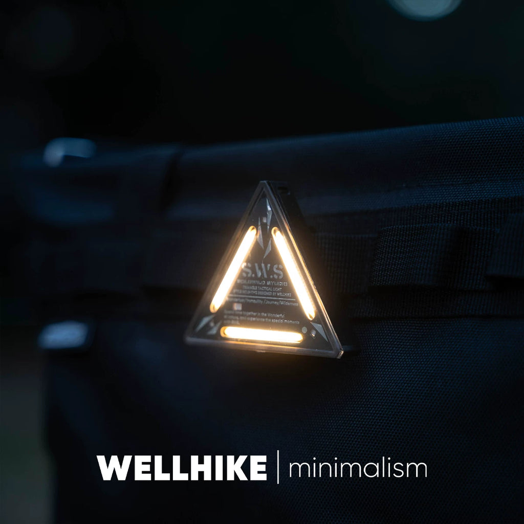 Wellhike tactical triangle light, hanging camping marker lamp, back view