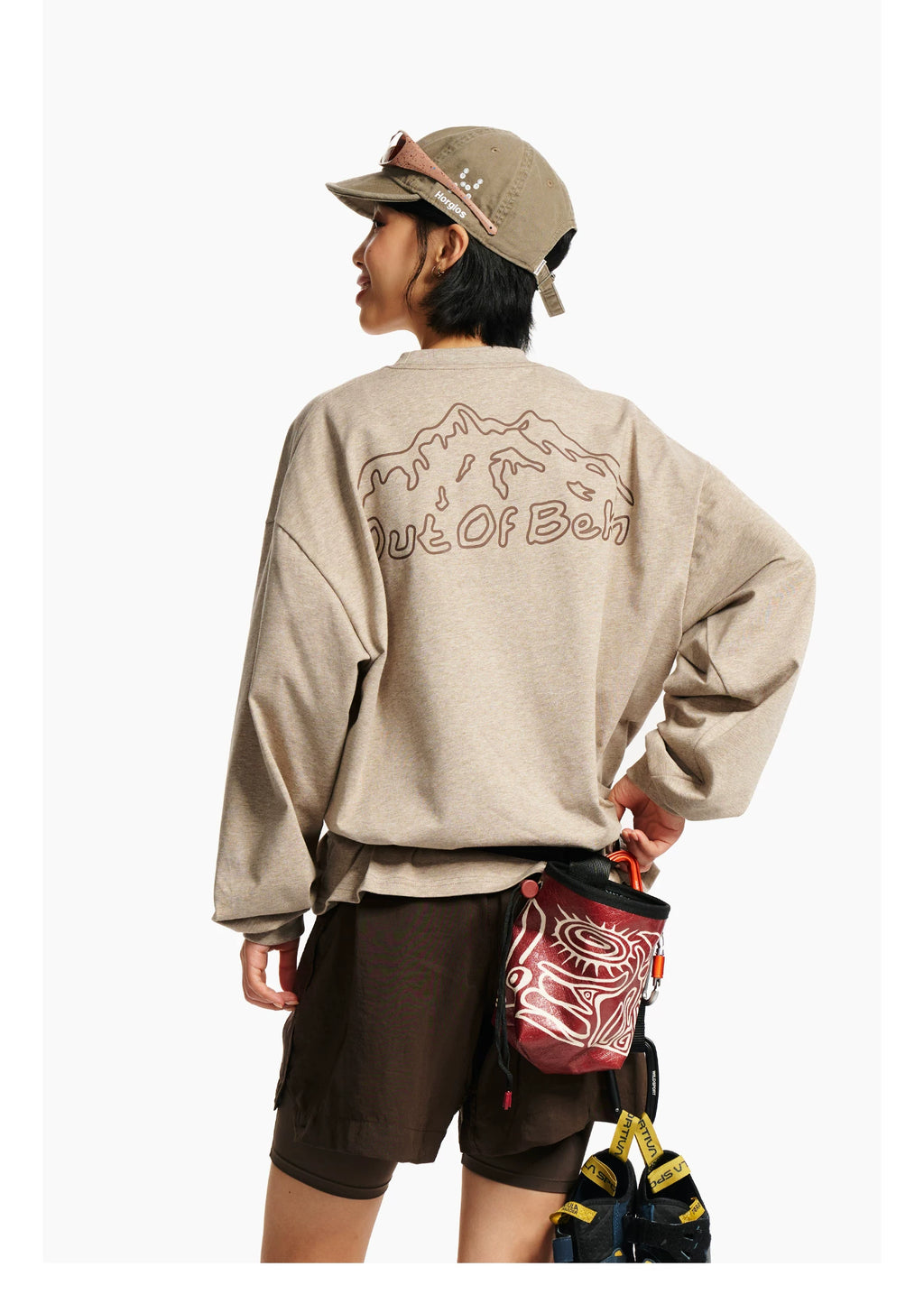 Unisex Gorpcore Long Sleeve T-Shirt, Loose Relaxed Fit Quick Dry Moisture Wicking Outdoor Rock Climbing Hiking Tee, Breathable Casual Mountain Style Athletic Top for Men Women Trekking Camping Daily Wear