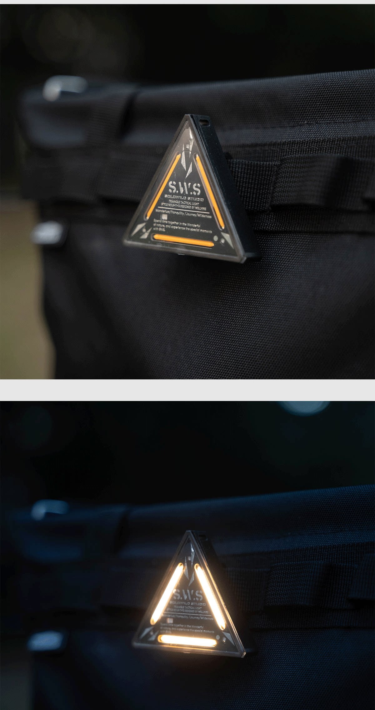Wellhike tactical triangle light, hanging camping marker lamp, product photo 9