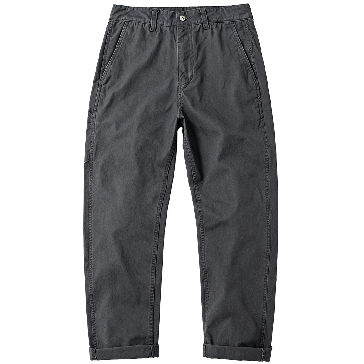 Men's Gray Pure Cotton Wide Leg Straight Casual Pants, 2026 Fall New Arrival American Vintage Stone Washed Loose Fit Long Trousers, Relaxed Retro Streetwear Daily Wear for Men Fall Outfits