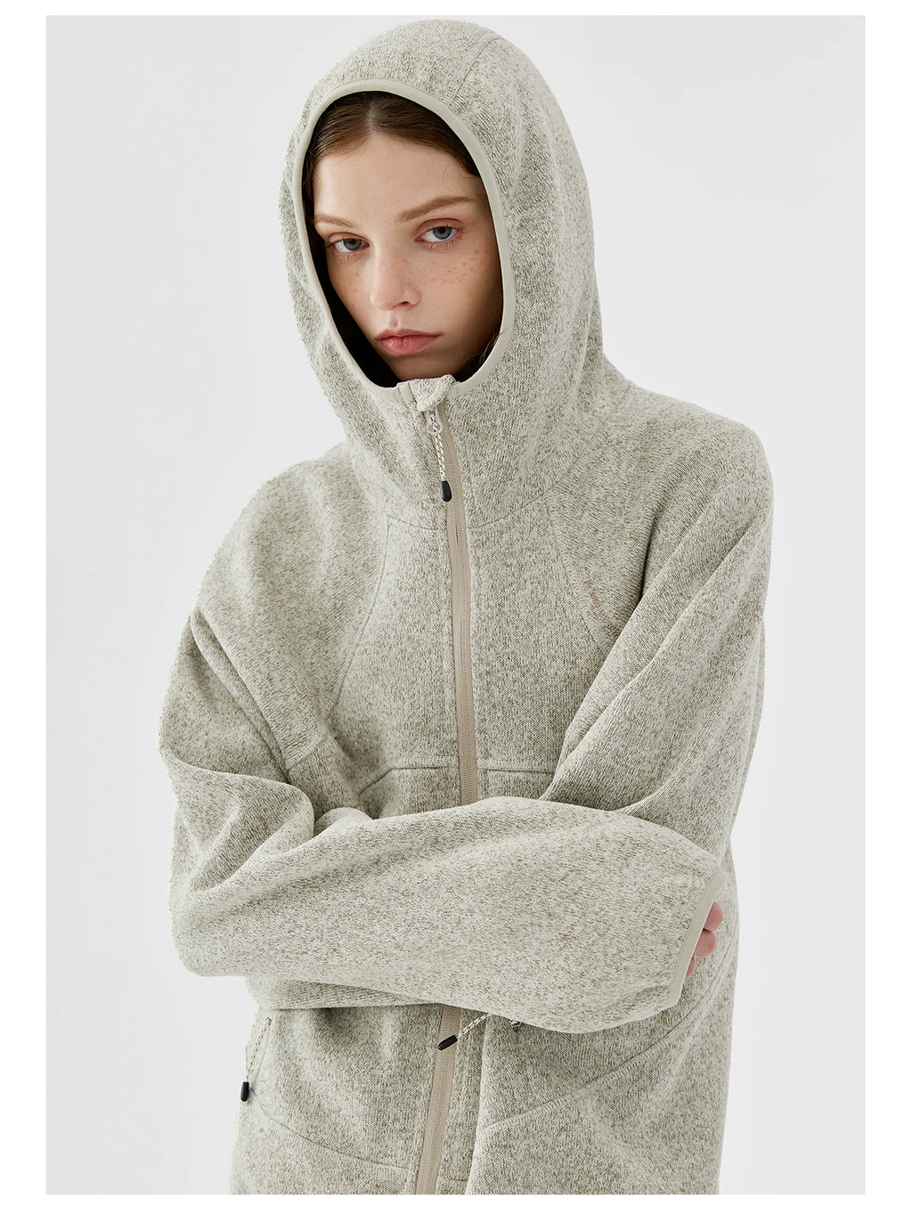 Melange Knit Fleece Hoodie