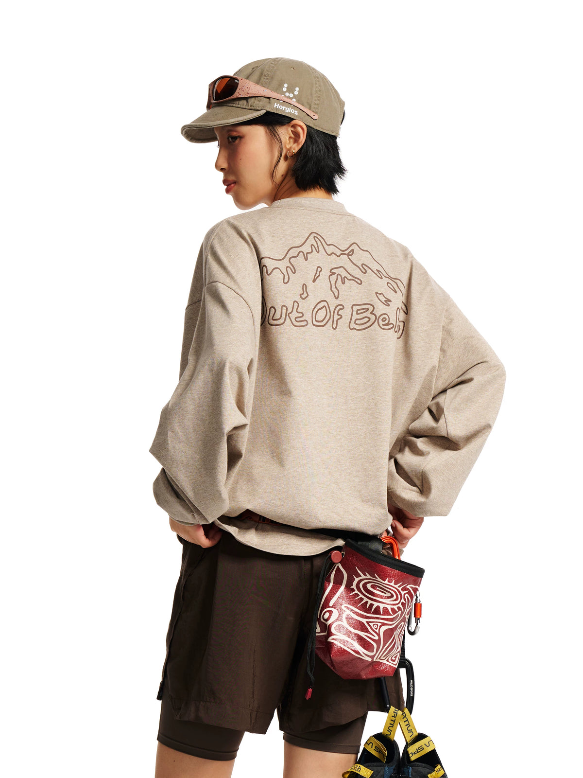 Unisex Gorpcore Long Sleeve T-Shirt, Loose Relaxed Fit Quick Dry Moisture Wicking Outdoor Rock Climbing Hiking Tee, Breathable Casual Mountain Style Athletic Top for Men Women Trekking Camping Daily Wear