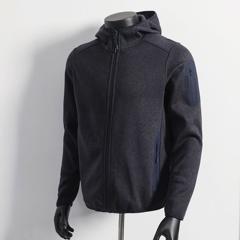 Hooded fleece jacket pocket detail