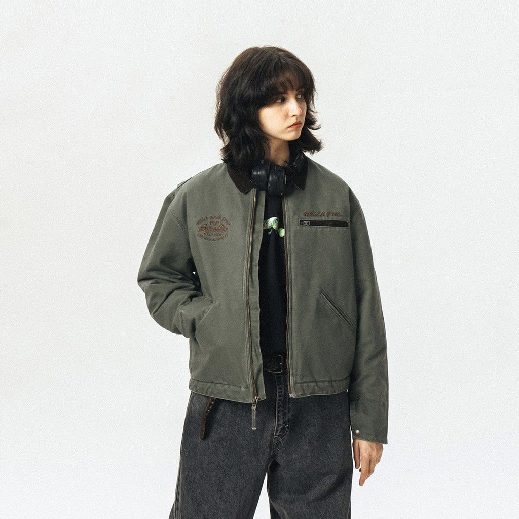 Vintage padded jacket lapel collar detail