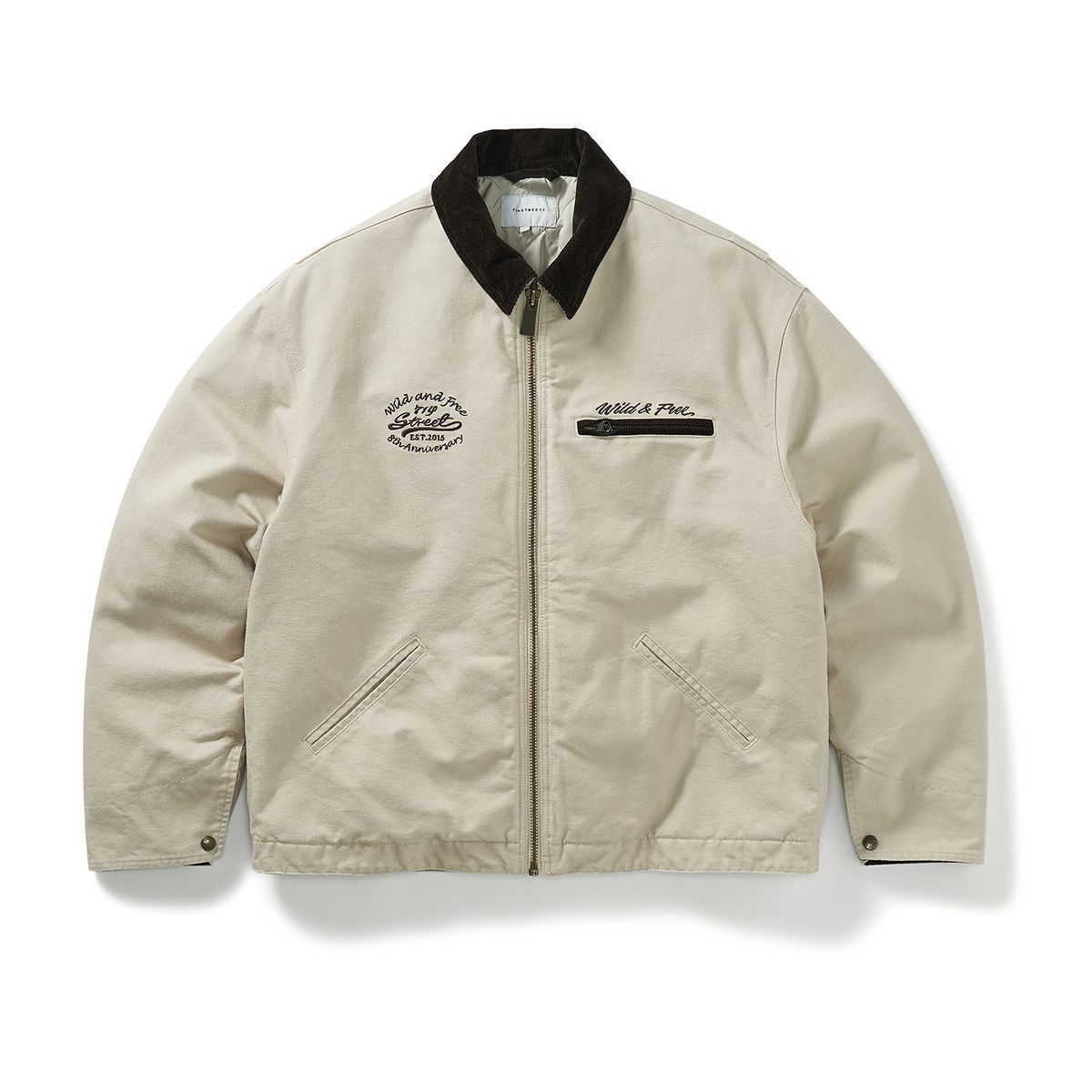 Padded winter jacket zipper close-up