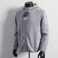Warm autumn winter fleece jacket flat lay