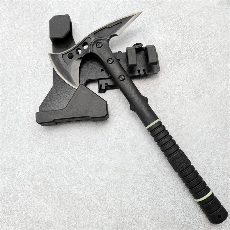 Tactical axe sheath, quick draw holster for engineer hatchet, close-up view